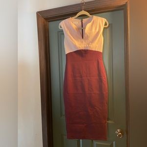 Ted Baker Burgundy and blush pink elegant midi dress